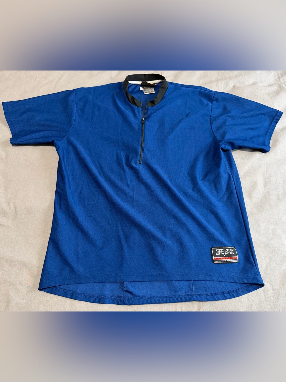 Fox Racing Mens Blue Quarter Zip Short Sleeve Cycling Jersey Top XL Zip Pocket